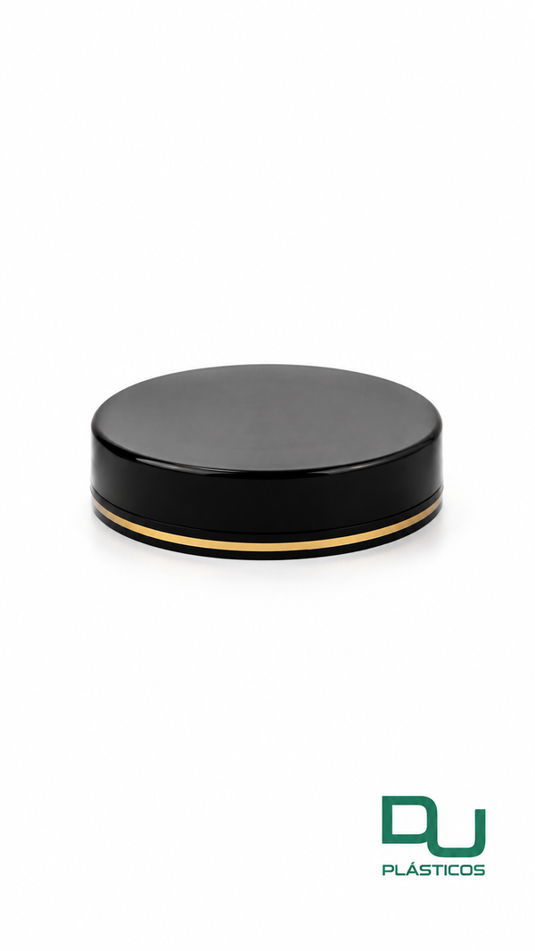 TAMPA POTE R90 PRETA COM FILET DOURADO